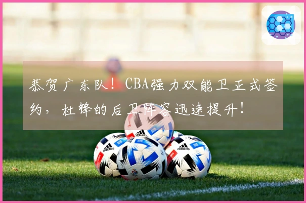 恭贺广东队！CBA强力双能卫正式签约，杜锋的后卫阵容迅速提升！